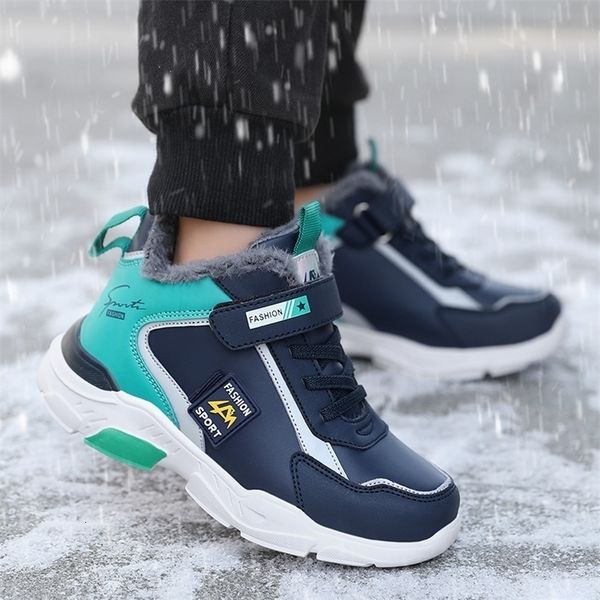 

dress shoes 2022 winter kids sneakers keep warm plush childrens fashion sports boys running lightweight high221116, Black