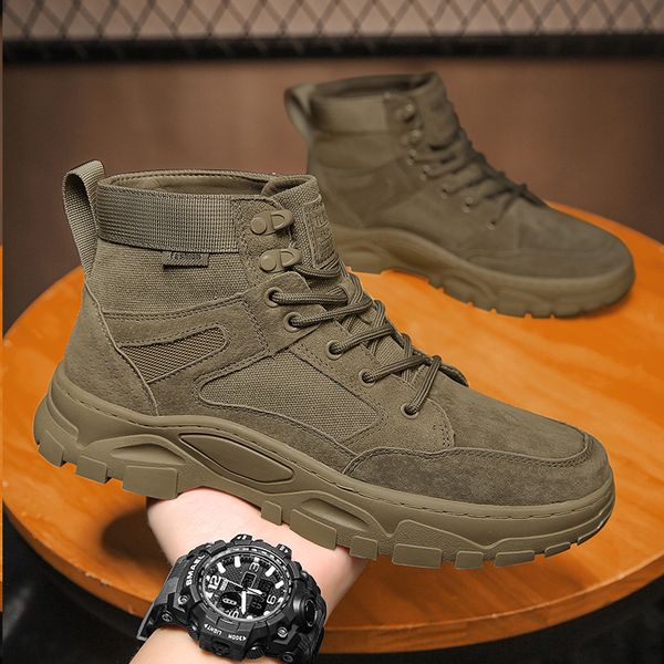 

winter martin boots for men british style fleece high-leather boots new men's casual fashion sneakers retro wild workwear fashion shoes, Black