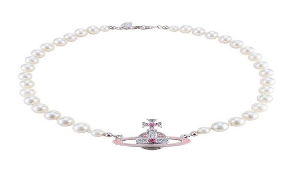 

charm charmnanspace empress dowager vivian pink paint pearl necklace same neckchain package6482713, Silver