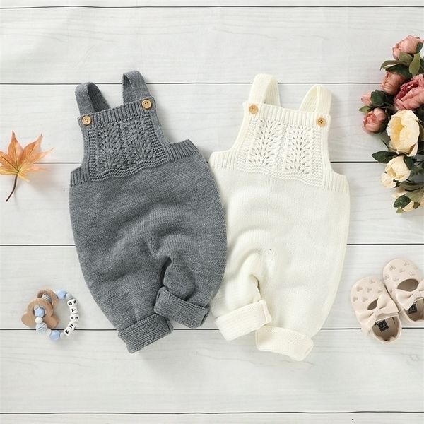 

rompers autumn winter baby clothes knitted romper solid jumpsuit overalls toddler boys girls sleeveless 0-24 months 221115, Blue