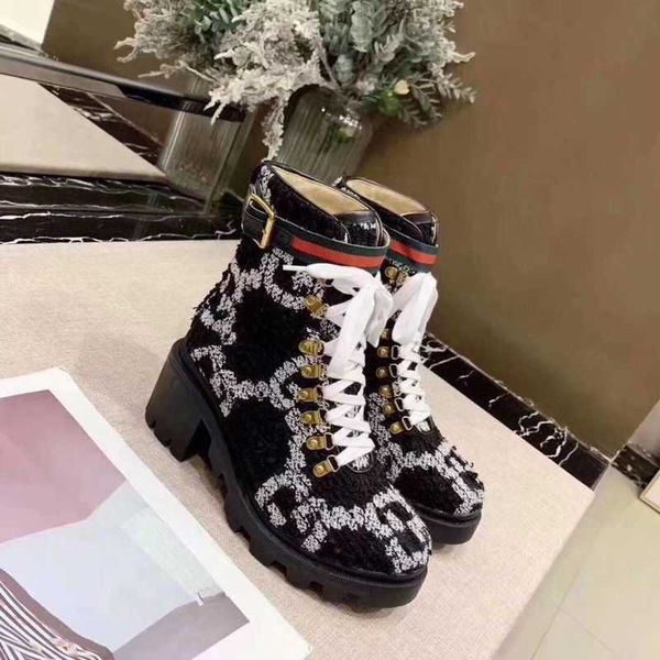 

boots martin boot roman autumn and winter new eu usa women's coarse heels short shoes high heels round head low footwear, Black