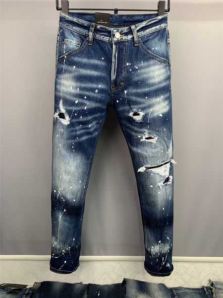 

italian jean pants fashion european and american men's casual jeans high-end washed hand polished quality optimized 9868, Blue