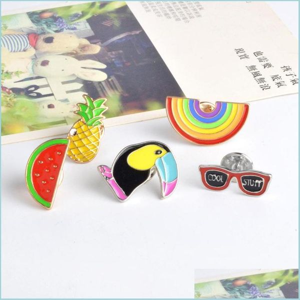 

pins brooches enamel rainbow glass watermelon brooch pins cartoon lapel pin for women men dress co fashion jewelry drop delivery dh2vt, Gray