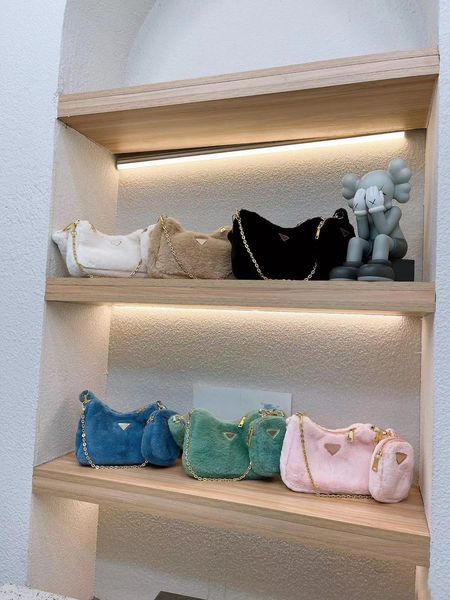 

fashion wool shoulder bags handbag nylon edition 2005 saffiano underarm enamel metal triangular logo handbags designer bag re-edition