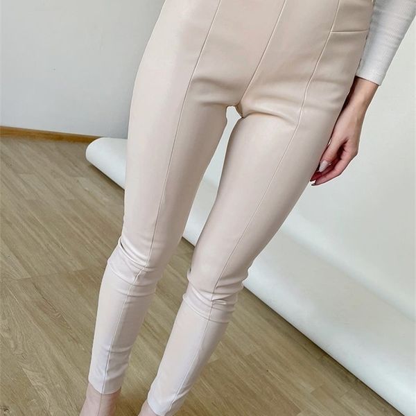 

womens pants capris winter leather black slim zipper classic trousers pencil beige tight pu faux for women 221116, Black;white