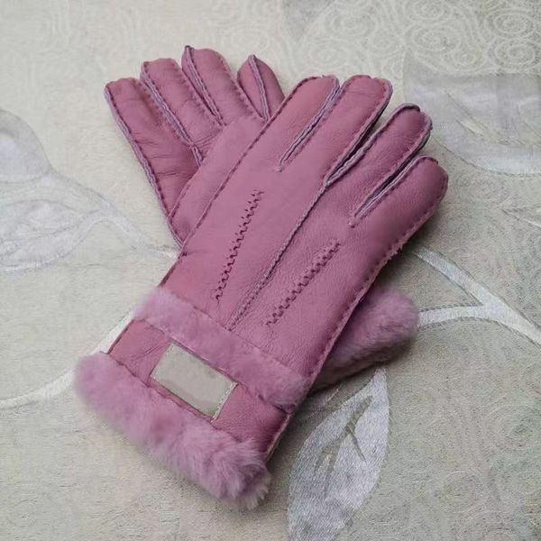 

2022 designer women men leather gloves sheepskin bright female winter warm fashion windproof antie outdoors gift 12, Blue;gray
