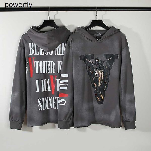 

men's hoodies designer sweatshirts new vloness washed letter fashion streetwear hoodie, Black