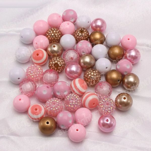 

baby accessories kids pink/gold chunky acrylic beads loose rhinestones beads diy jewelry educational building kit, Red;brown
