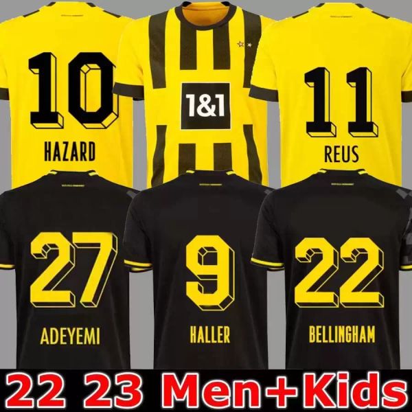 

22 23 110 th soccer jersey borussia haaland kamara haller 2022 2023 home away football men t-shirt reus bellingham hummels reyna brande dort, Black;yellow