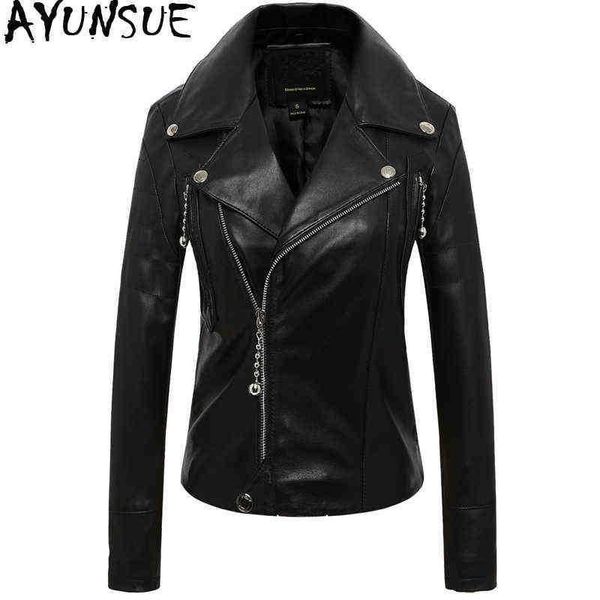 

ayunsue 100 real leather jacket women 2020 spring autumn short sheepskin coat korean leather jackets femme chaqueta cuero mujer j220727, Black