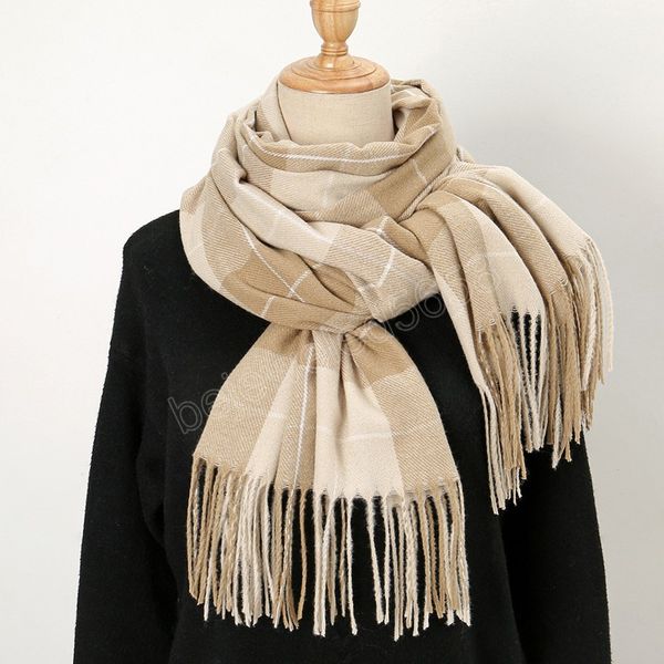 

luxury women plaid scarf winter pashmina shawls cashmere thick wraps lady tassel warm scarves bufanda mufflers echarpe bandana, Blue;gray