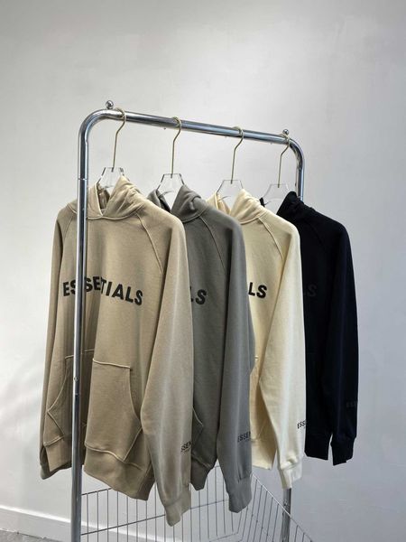 

designer hoodie warm essentials hooded hoodies sweater suit mens womens fashion streetwear pullover brand fear double thread three dimension, Black