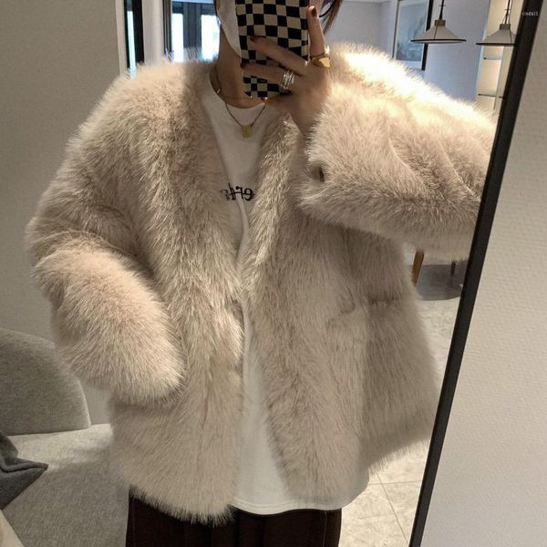 

women's down imitation fox fur grass coat women's versatile fashion integrated short splicing young, Black