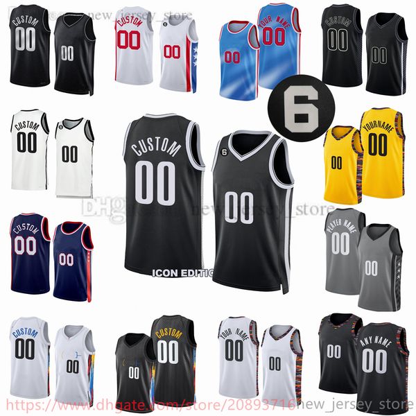 

custom 2022-23 new printed basketball jerseys 1 t.j. warren 13 markieff morris 33 nicolas claxton 14 kessler edwards 6 david duke 18 yuta wa, Black;red