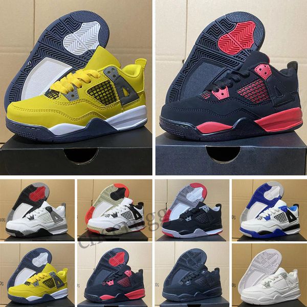 

infant toddlers 4 kids basketball shoes chicago 4s boy girl sneaker light green lights grey khaki baby trainers children, Black