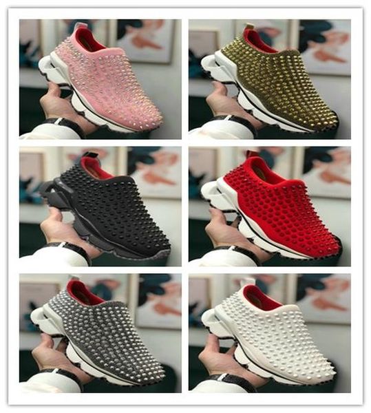 

christians red-bottoms luxury sneakers chaussures men women platform fitness casual rivets rhinestone crystal designer sport shoes 36-46, Black
