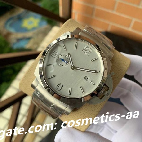 

luxury watch for men 45mm automatic movement mechanical sapphire mirror stainless steel strap with luminous wristwatch, Slivery;brown