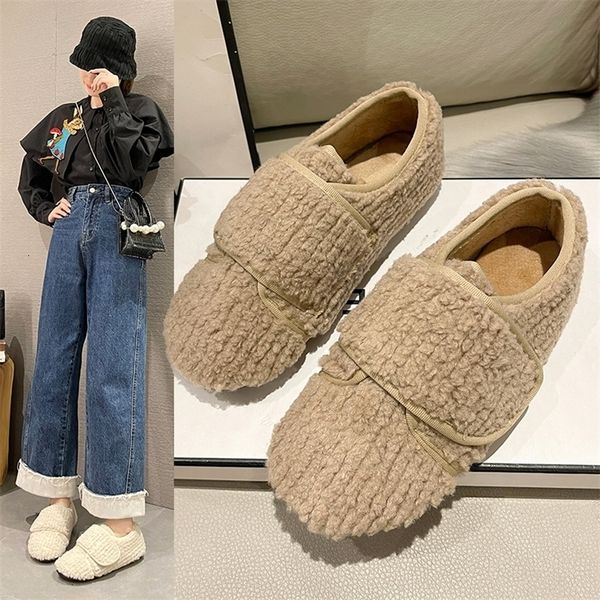 

dress shoes boots women winter flats shoes ladies casual moccasin warm plush female fashion non slip flock loafers footwear 221116, Black