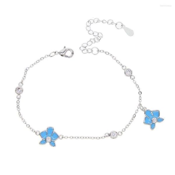 

charm bracelets charm bracelets daisy sier color flower link chain blue bangle for women adjustable jewelry drop delivery dhcsz, Golden;silver
