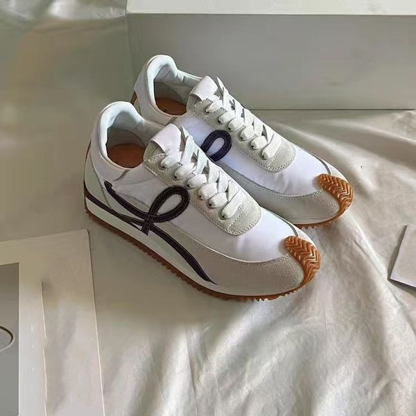 

mens womens loews luxury casual shoes flow runner in nylon suede lace up sneaker soft upper honey rubber wave sole that curves around the to, Black