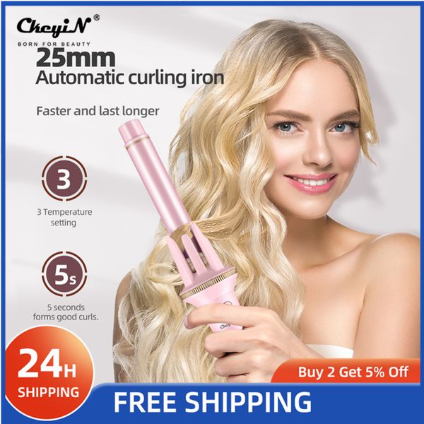 

curling irons ckeyin 25mm automatic hair curler ceramic crler dressing curling iron ptc 30 seconds fast heating 3 gears adjustable 221116