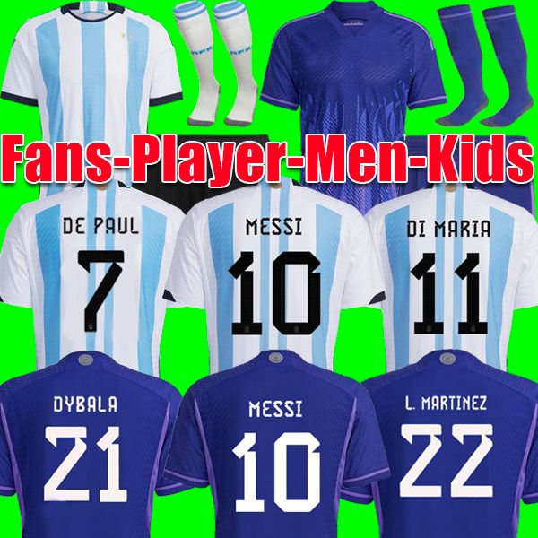 

fans tees 2023 argentina soccer jerseys romero dybala fans player version martinez maradona di maria 22 23 football shirt camisetas de futb, Black