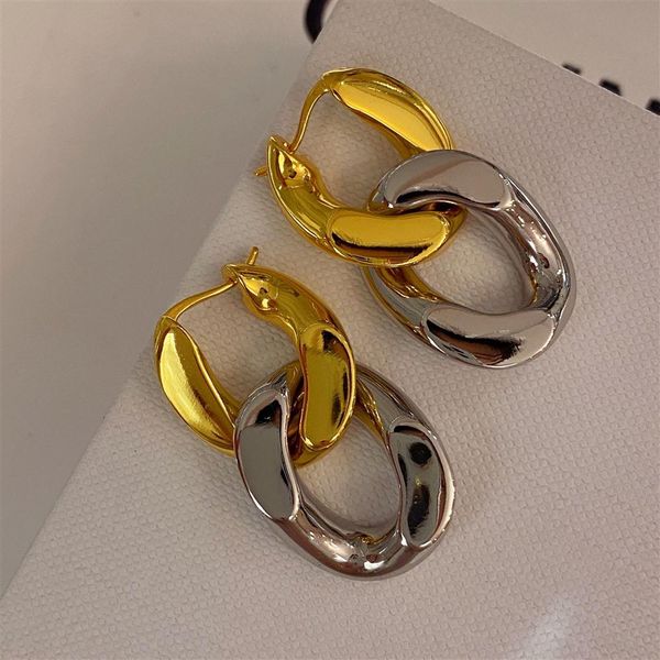 

designer jewelry dangle earrings metal chain simple light luxury earrings stitching earring, Silver