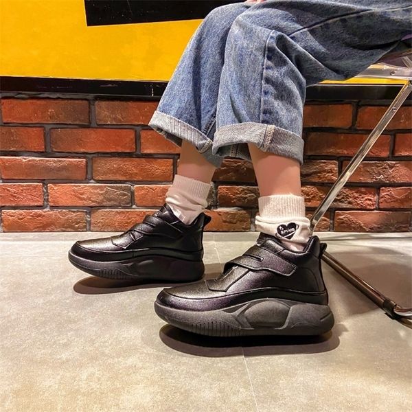 

dress shoes boots spring and autumn 2022 versatile elevated thick soled tidal shoes womens soft casual small white women 221116, Black
