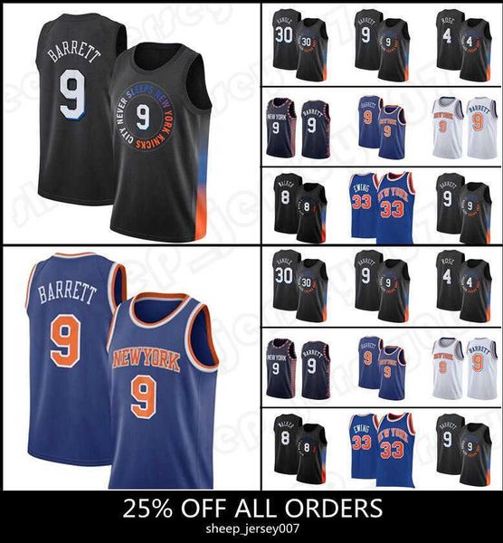 

jersey basketball''nba''new york''knicks''julius randle rj 9 barrett 30 derrick rose kemba walker re, Black;red