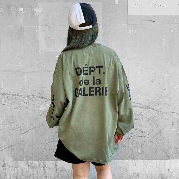 

designer luxury cotton men's hoodies galleryy deptts classic double arm alphabet print long sleeve t-shirt american fashion street unde, Black