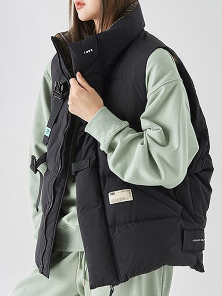 

women's vests winter vest women down cotton waistcoats ladies warm sleeveless jacket female fashion zipper waist coat chaleco mujer 221, Black;white