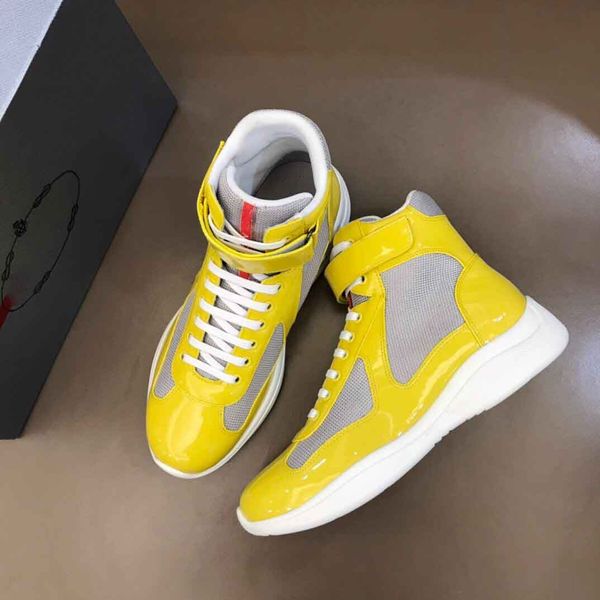 

luxury men americas cup sneakers shoes bike fabric patent leather runner sports mesh breath outdoor high casual waking eu38-46 original box, Black