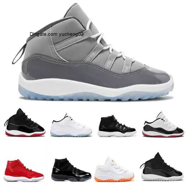 

kids 11s 2022 kid basketball shoes space cool grey jam bred concords youth fashion boys sneakers children boy girl white athletic toddlers 1, Black