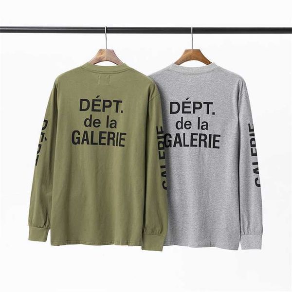 

hoodies designer hip hop galleryes 22 autumn classic alphabet banner arm print crew neck long sleeve t-shirt, Black