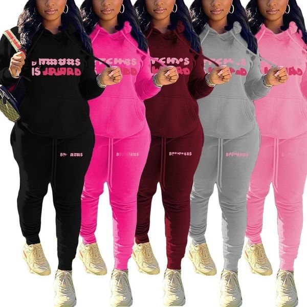 

designer brand jogging suits women tracksuits letter print hoodies pants two piece set long sleeve sweatsuits plus size 5xl sportswear cloth, Gray