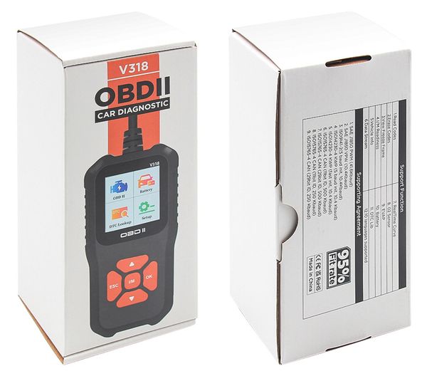 

v318 obd2 code reader scanner car tester diagnostic tools read vehicle information ignition system battery test auto accessories