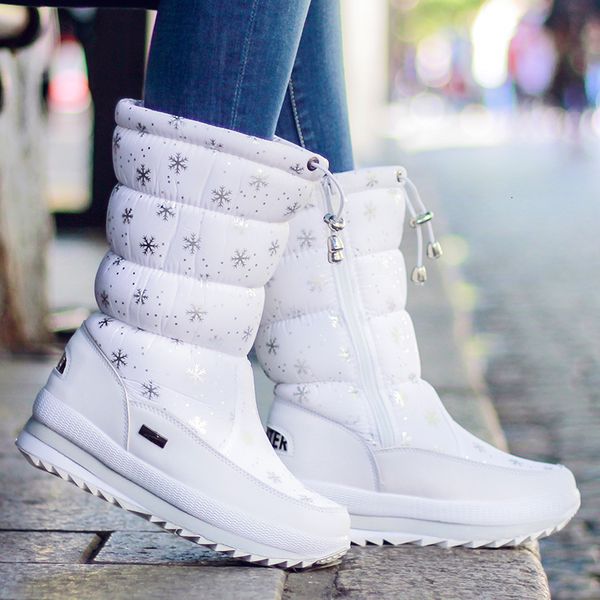

boots women autumn winter snow large size thick-soled high warm non-slip comfortable cotton shoes botas de mujer zapat 221116, Black