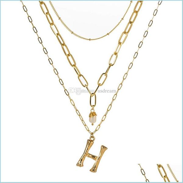 

pendant necklaces 26 az english initial necklace gold chains bamboo letter mtilayer necklaces choker fashion jewelry gift drop deliv dha4b, Silver