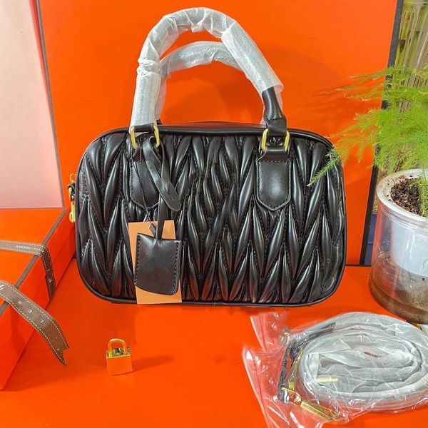 

designer women's luxury handbags miu new boston pillow bags soft sheepskin shoulder western pleated crossbody bag factory direct sales
