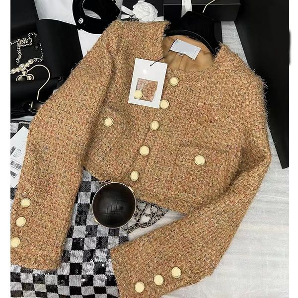 

chan new women's brand jacket ootd designer fashion grade autumn winter brand logo ccc tweed coat overcoat leisure spring coats cardiga, Black;brown