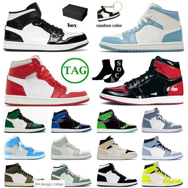 

newstalgia jumpman 1 1s designer basketball shoes for mens womens with box panda university blue mid dutch green sneakers jordas, Black