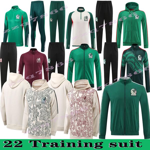 

22 23 mexicoes men tracksuit soccer jacket sets survetement 2022 2023 lozano herrera a. vega football jackets training suit jogging, Black;yellow