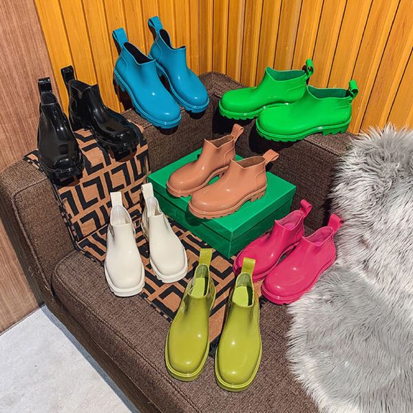 

new men's and women's rain boots thick soles waterproof short rain shoes designer luxury candy color jelly rubber non-slip 35-45, Black