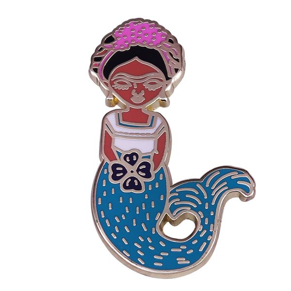 

little mermaid magic brooch unique sirenita feminist art collectible, Blue
