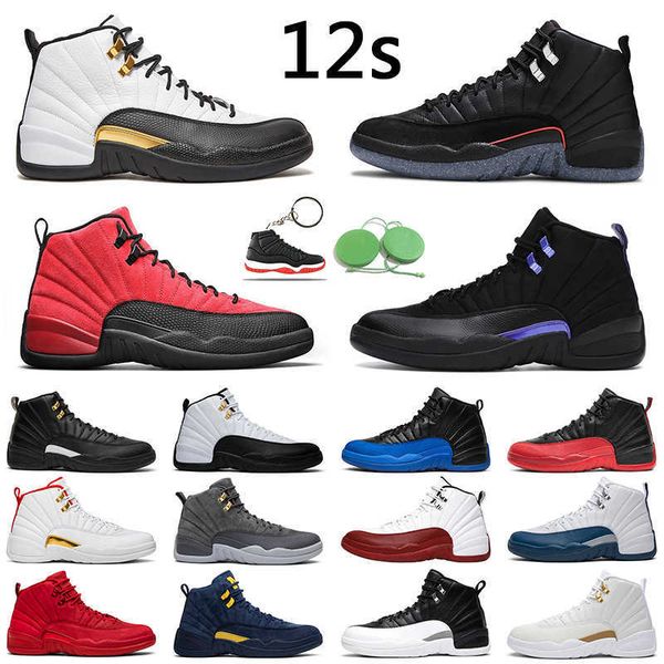 

12 retro dark concord men basketball shoes 12s utility grind university gold reverse flu game twist the master mens trainer, Black