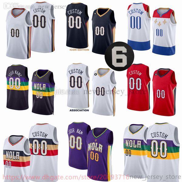 

custom 2022-23 new printed basketball jerseys 14 brandon 3 cj ingram mccollum 17 jonas valanciunas 22 larry nance 4 devonte' graham 1 z, Black;red