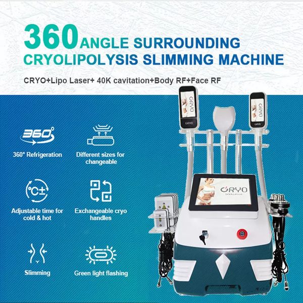 

360 cool slimming sculpt machine cryotherapy cellulite reduction fat e device 7 in 1 6-polor rf ultrasonic cavitation 40k radio frequency de