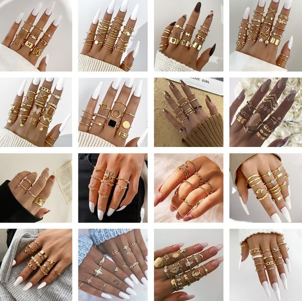 

vintage gold knuckle rings set for women bohemian stackable joint finger ring retro midi jewelry pack, Silver