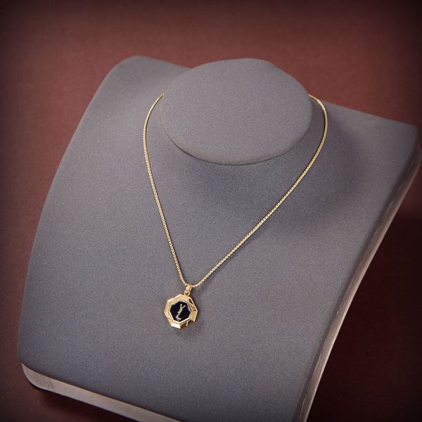 

designer necklace luxury jewelry chains gold diamond pendant necklaces for women ng gloden colors balck gemstone 22111604cz, Silver