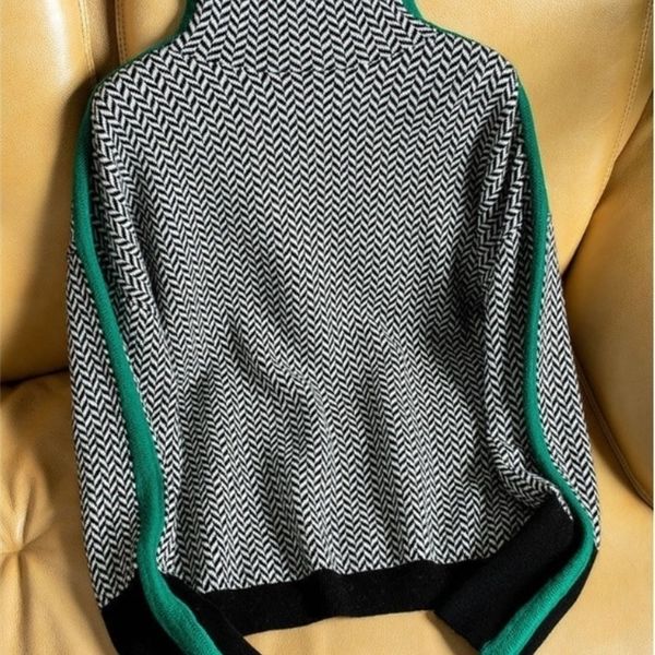 

womens sweaters winter turtleneck sweater warm pullover elegant loose casual retro contrast color 221115, White;black